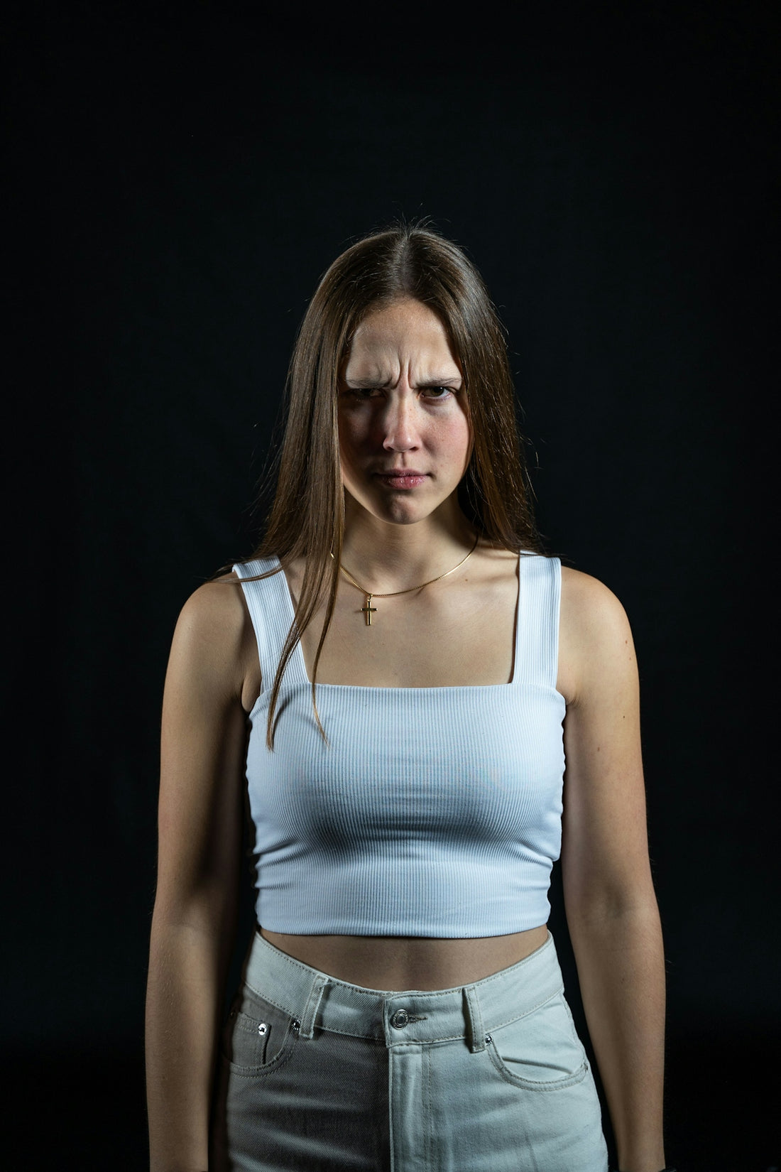 a woman with long hair