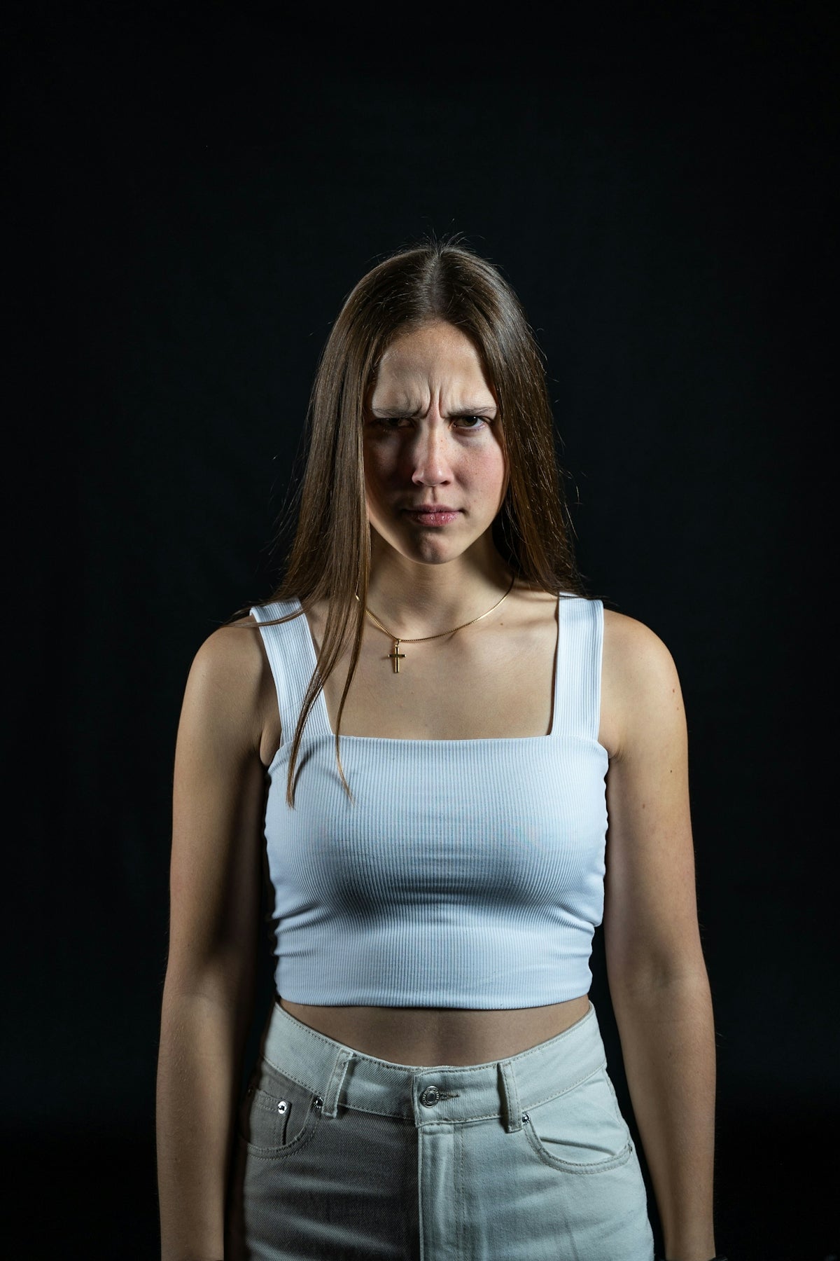 a woman with long hair